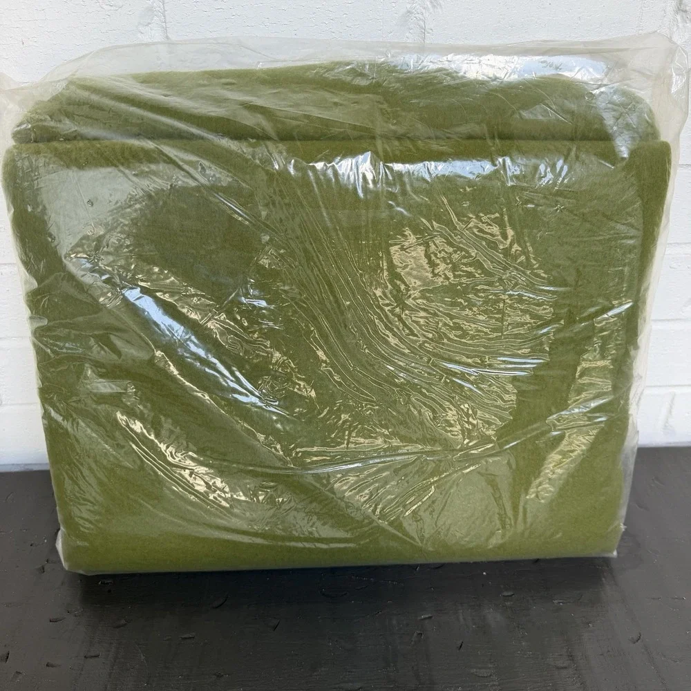 Vtg BEACON Manchester Green Blanket Acrylic Satin Trim Band Full‎ / Twin 72